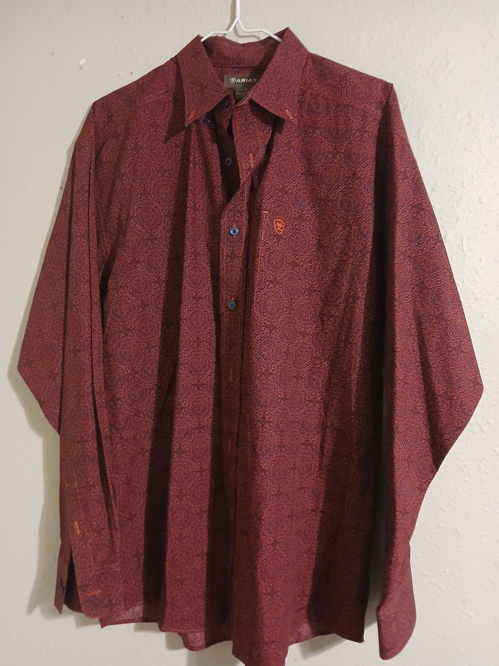 Ariat Men's Burgundy Red Paisley Dress Shirt